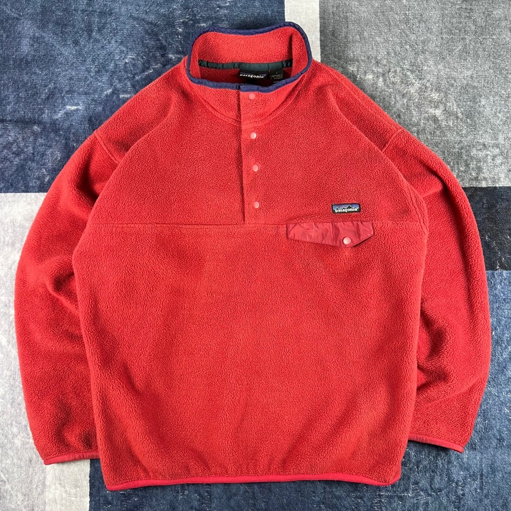 Vintage Patagonia Mens Synchilla Snap-T Fleece Pullover Red Large 25450